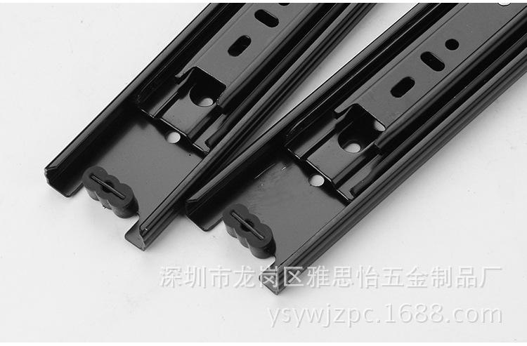 4515三节钢珠滑轨白锌电泳黑导轨 电脑桌抽屉缓冲阻尼五金制品批发优选
